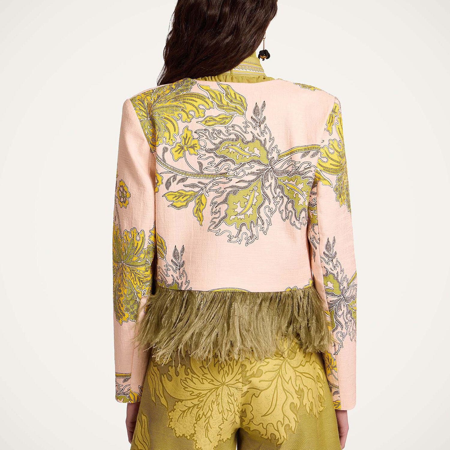  La Doublej Outerwear Women - Bijoux Jacket Swathe Pink 44 96% Cotton 2% Elastane 2% Ostrich Feathers 