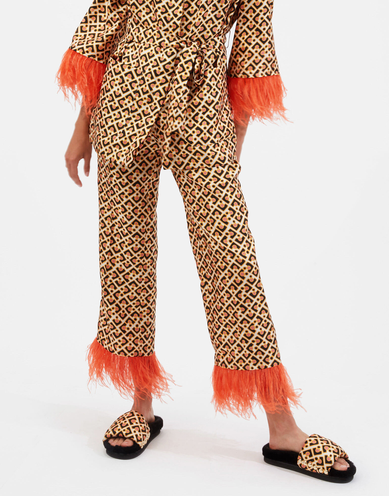 La DoubleJ Boudoir Trousers (With Feathers) Puzzle Rosa TRO0043SIL001PUZ0002