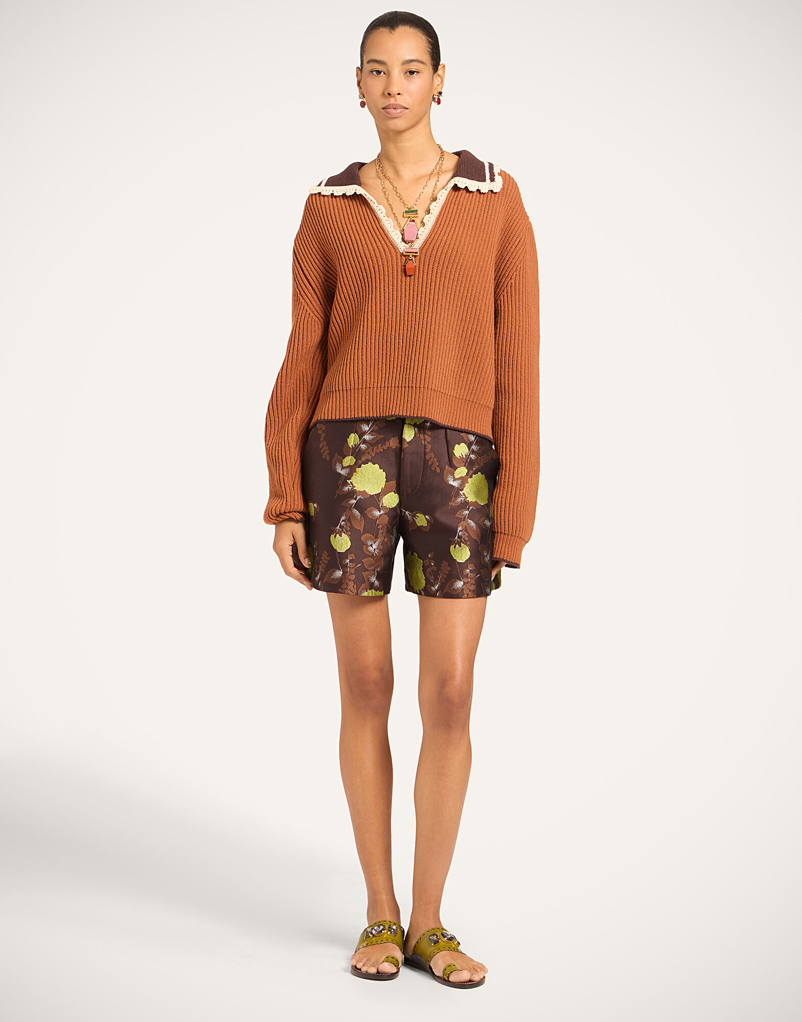 La DoubleJ Picket High Sweater Solid Tobacco PUL0404KNI037SOLIDBR06