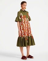 La DoubleJ Choux Midi Dress La DoubleJ Choux Midi Dress Prometheus Placée Camouflage DRE0733COT039EUS02GR08