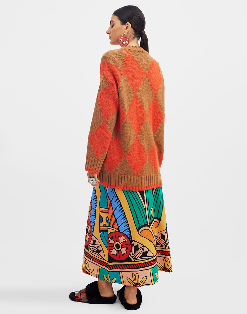 La DoubleJ Argyle Cardigan La DoubleJ Argyle Cardigan Camel & Orange PUL0158KNI064VA123OR02