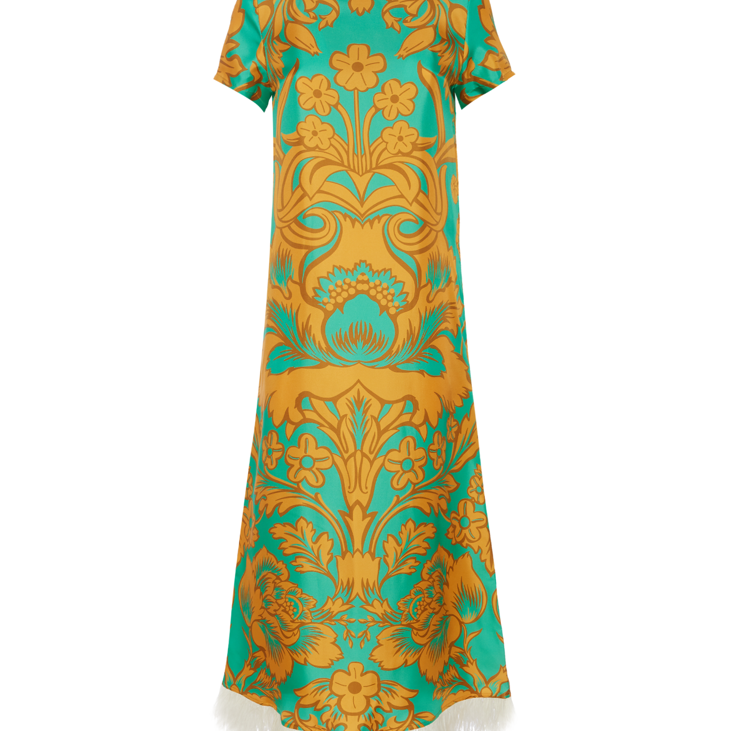 Shop La Doublej Swing Dress (with Feathers) In Va-va Turquoise