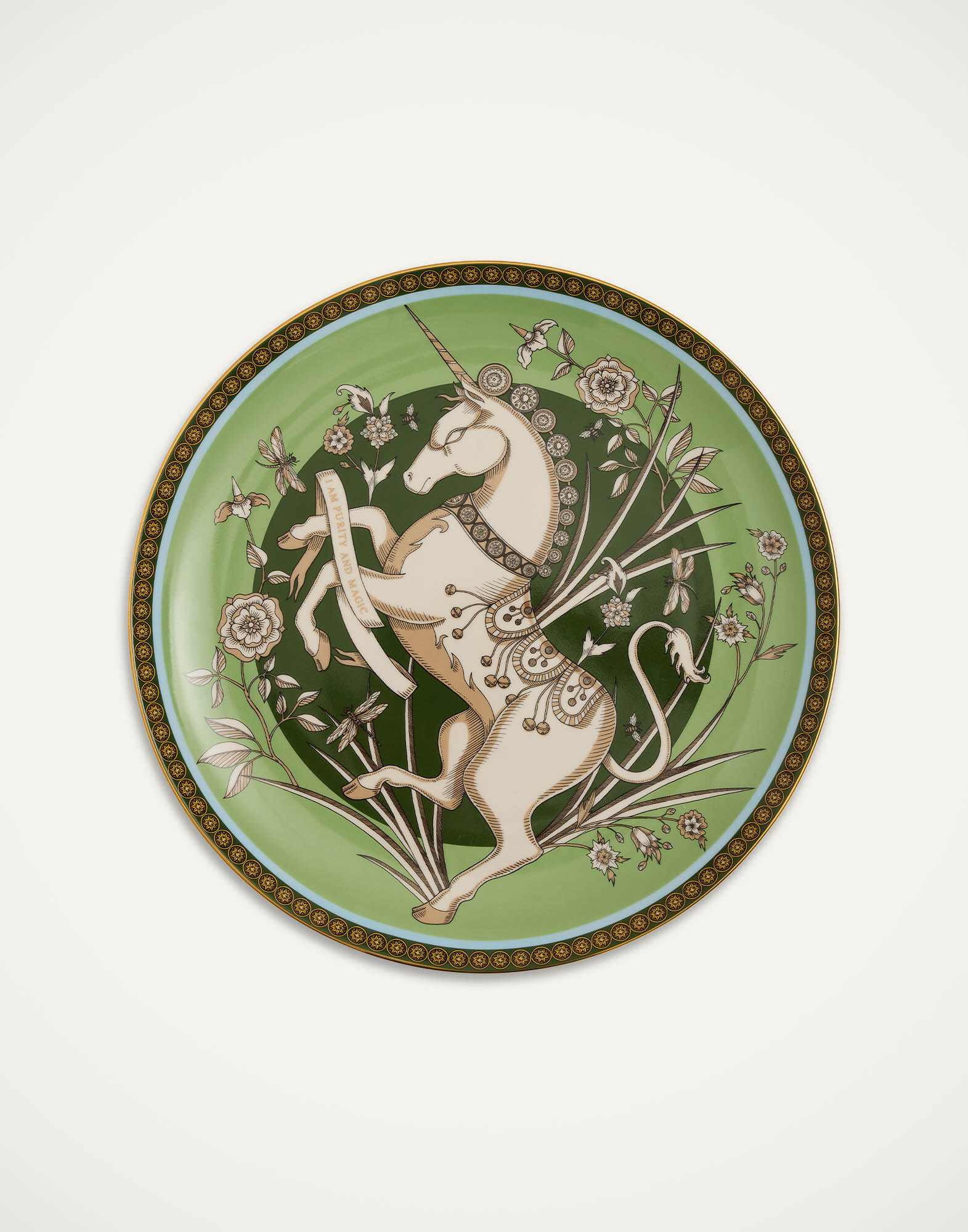 La DoubleJ Decorative Plate The Unicorn Light Green DPL0001CER001UNI01GR01
