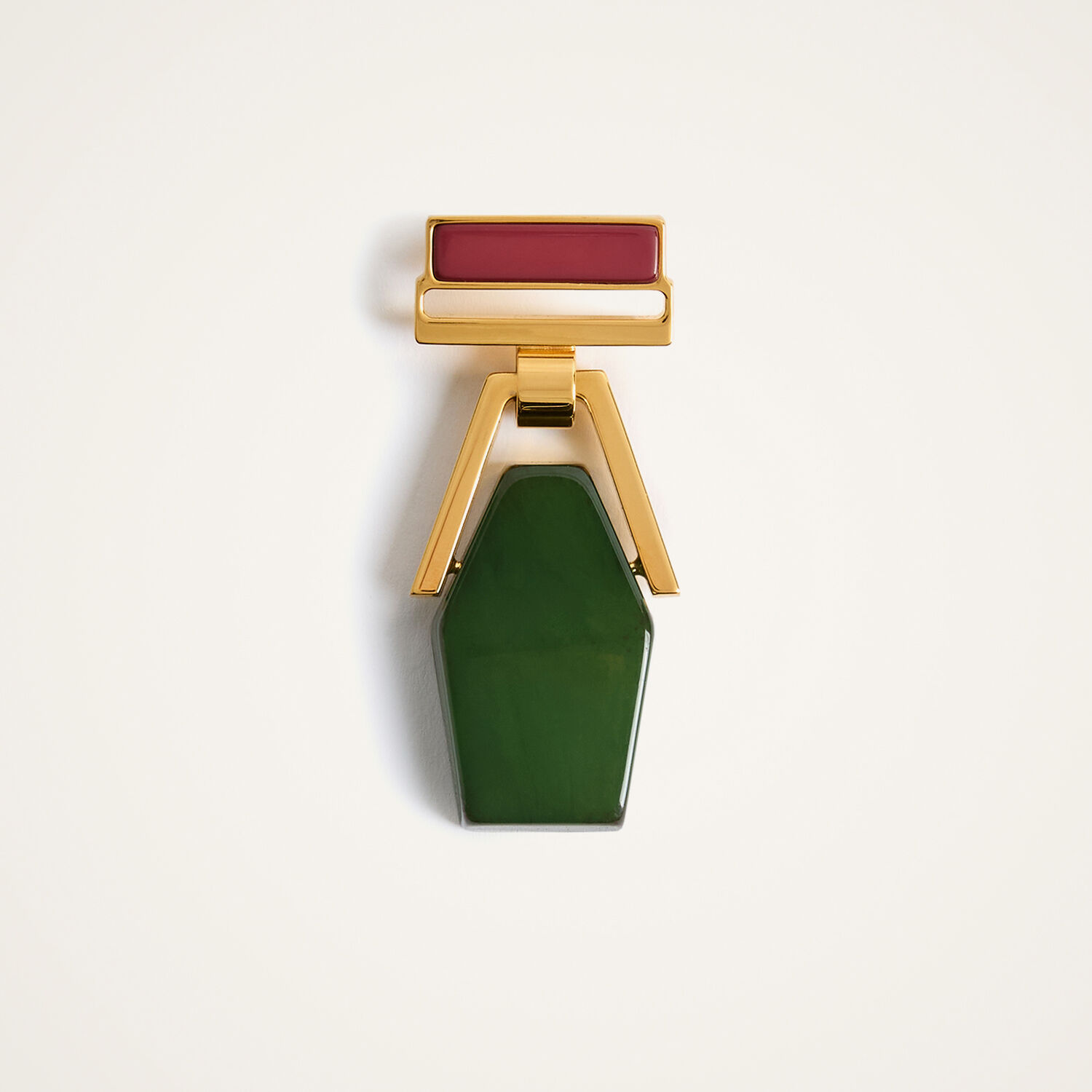 La Doublej Portal Brooch In Solid Dark Green
