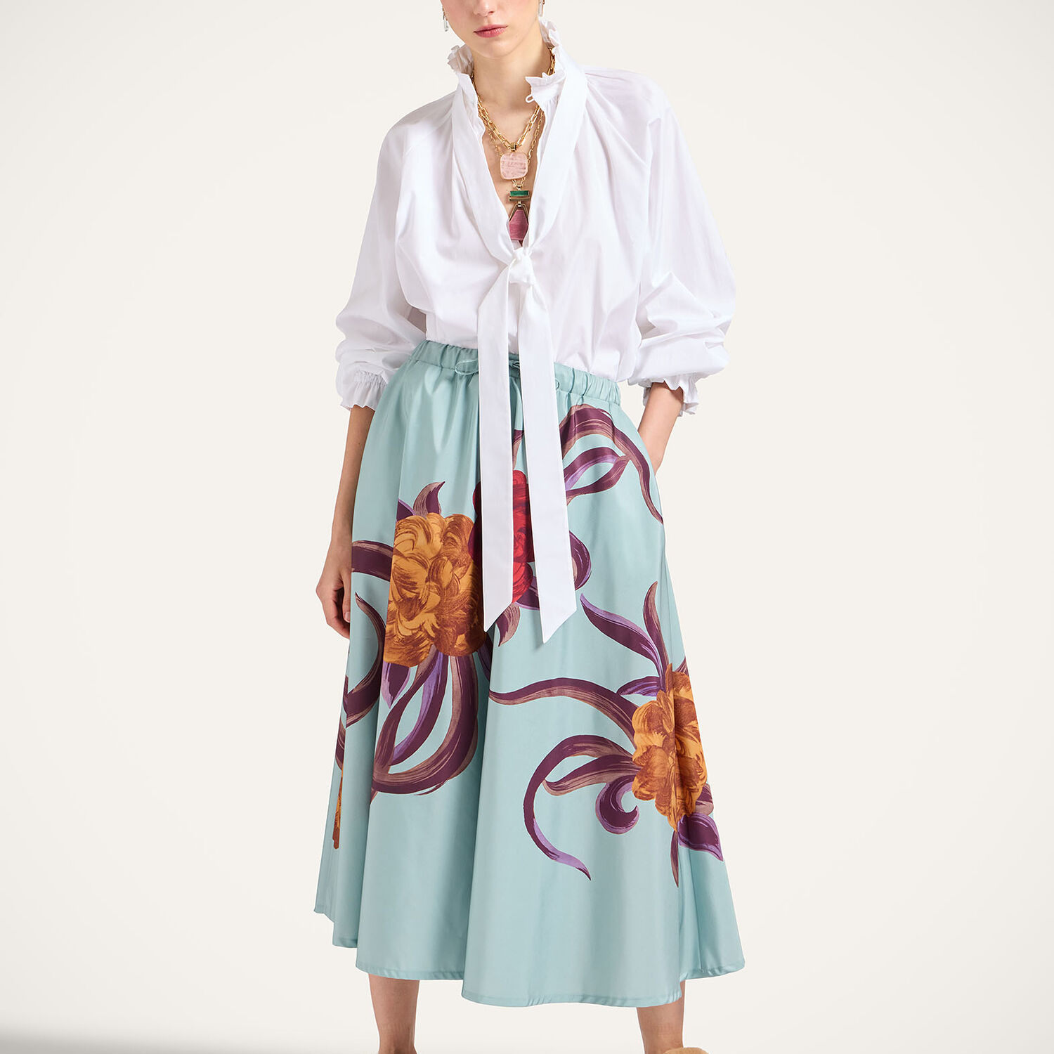 La Doublej Drawstring Skirt In Green