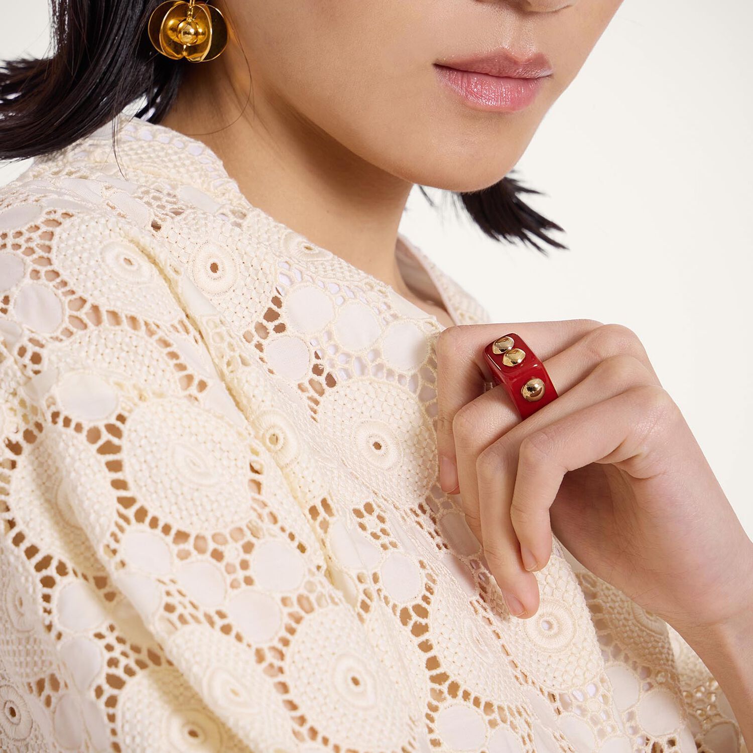La Doublej Nefertiti Ring In Solid Burgundy