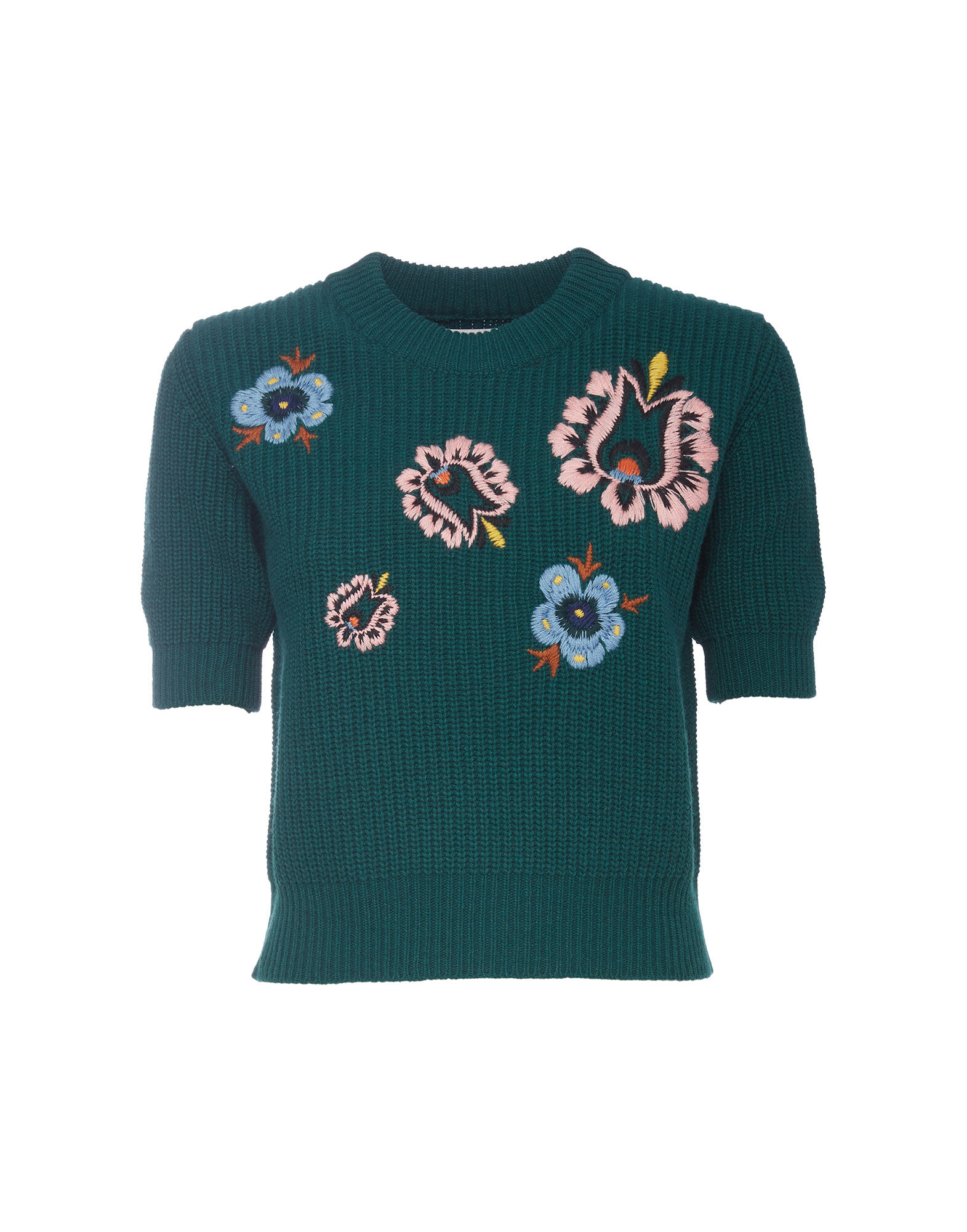 LaDoubleJ Cropped Knit Top Solid Green PUL0035KNI027GRE0002