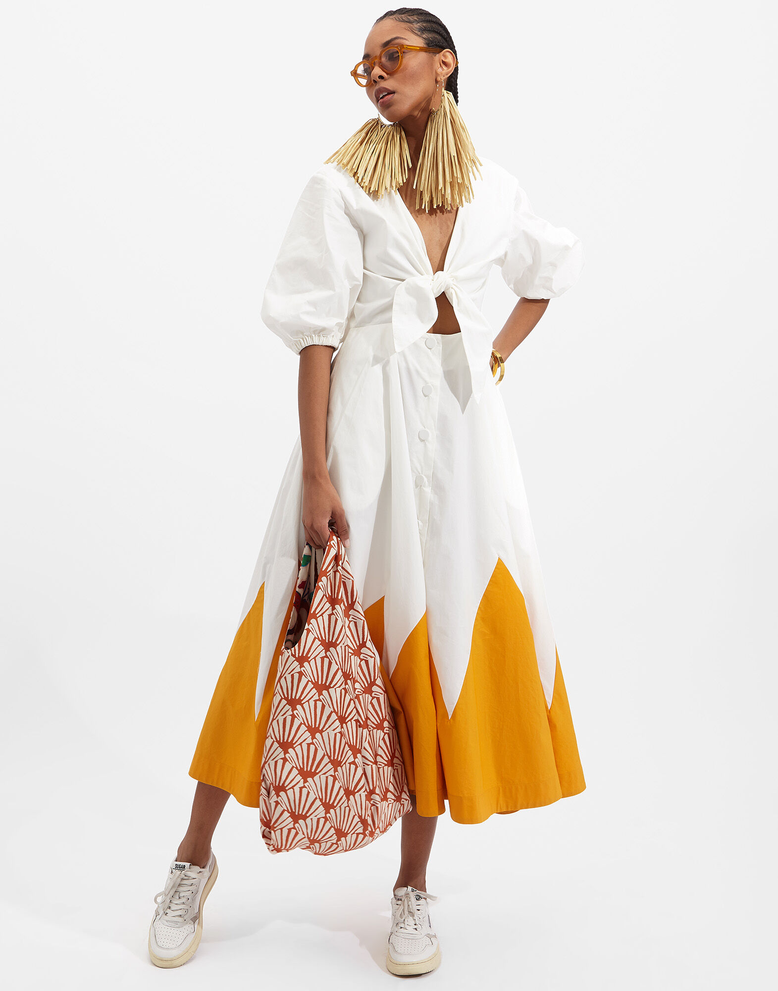 La DoubleJ Peek-A-Boo Dress Solid White Smoke DRE0318COT001AVO0004