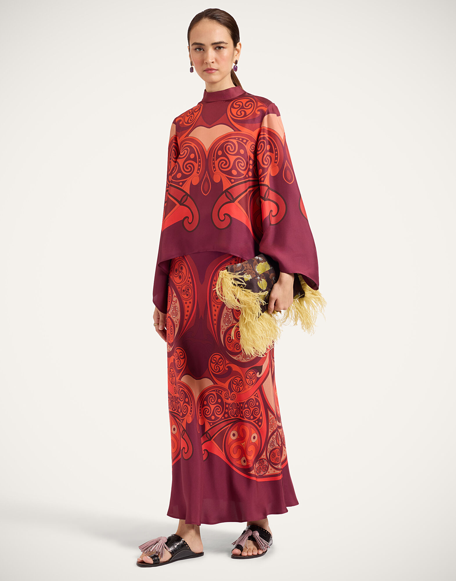 La DoubleJ Sleek Skirt Alchemy Plac&eacute;e Dark Red SKI0127SIL017ALC03RE40