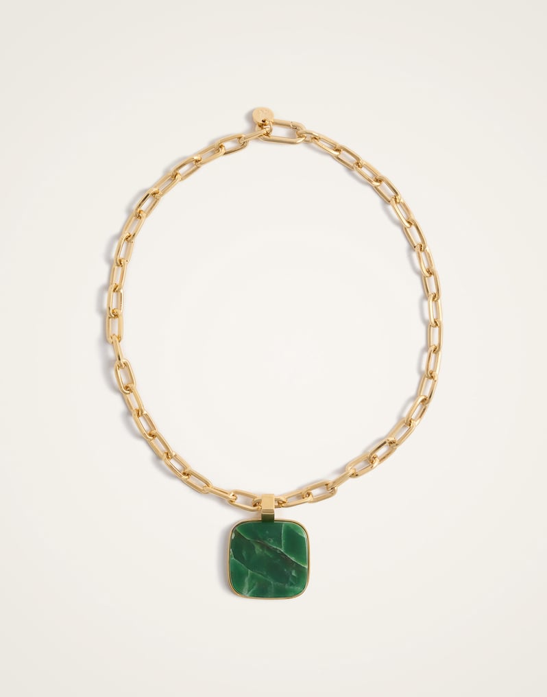 La DoubleJ Soul Pendant Necklace La DoubleJ Soul Pendant Necklace 24K Gold Plate & Green Jade NEC0017BRA003JAD01YE05