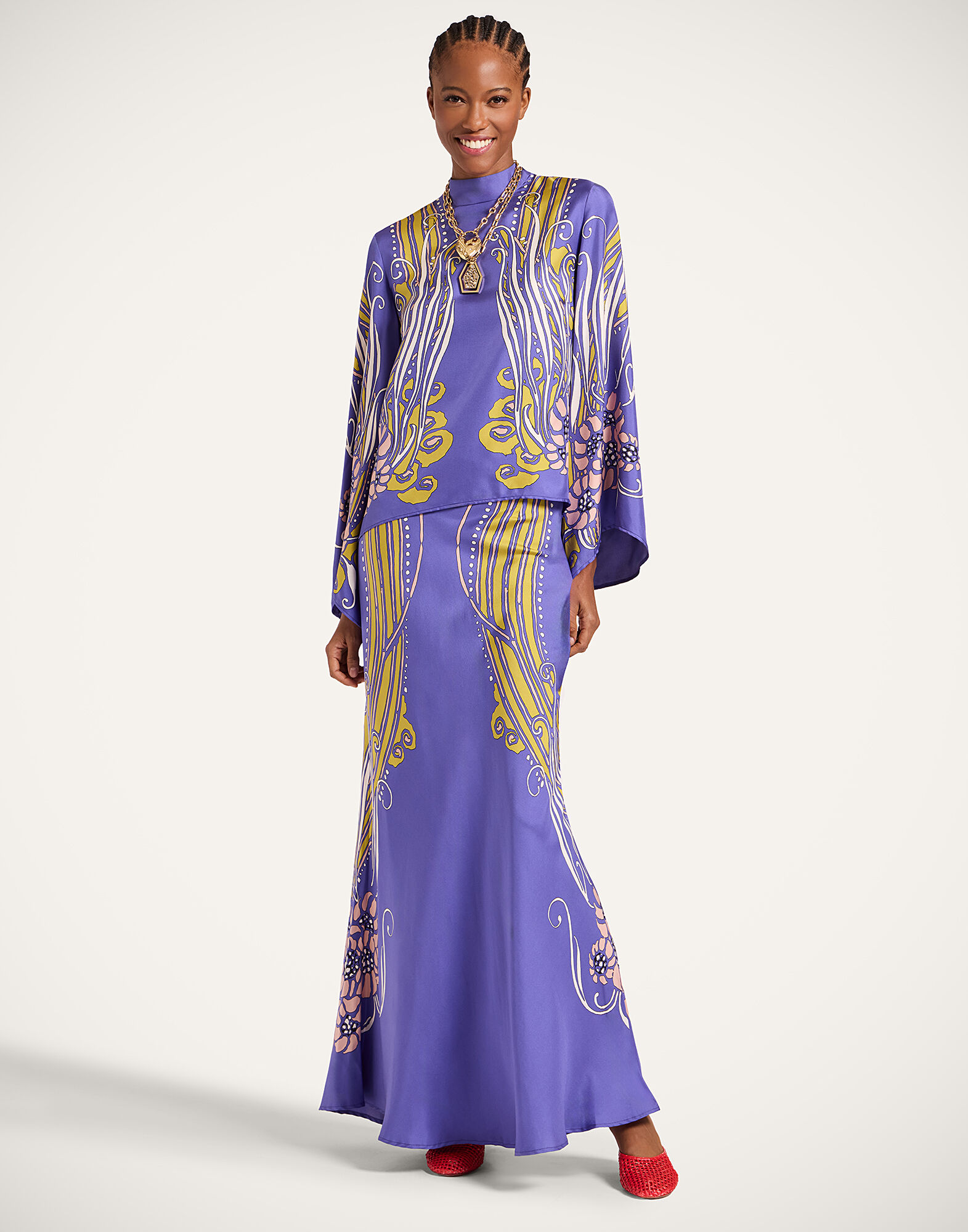 La DoubleJ Sleek Skirt Atlantis Plac&eacute;e Purple SKI0127SIL017ATL03PU01