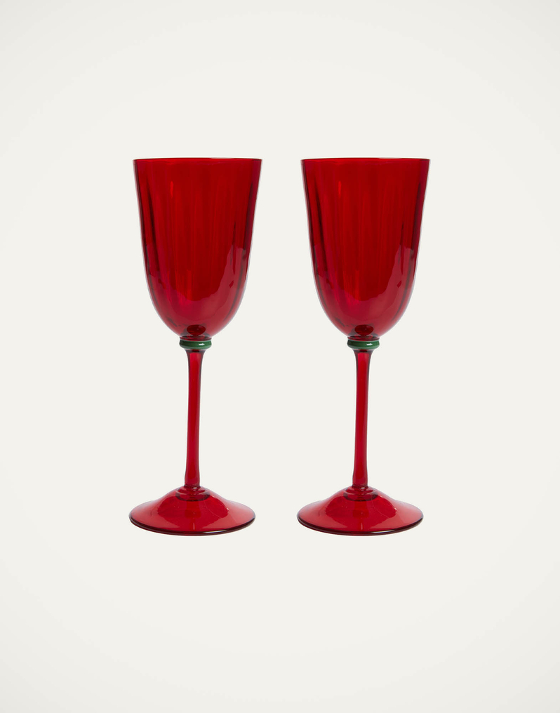 La DoubleJ Wine Glasses Set Of 2 La DoubleJ Wine Glasses Set Of 2 Red GLA0020MUR001RED0001