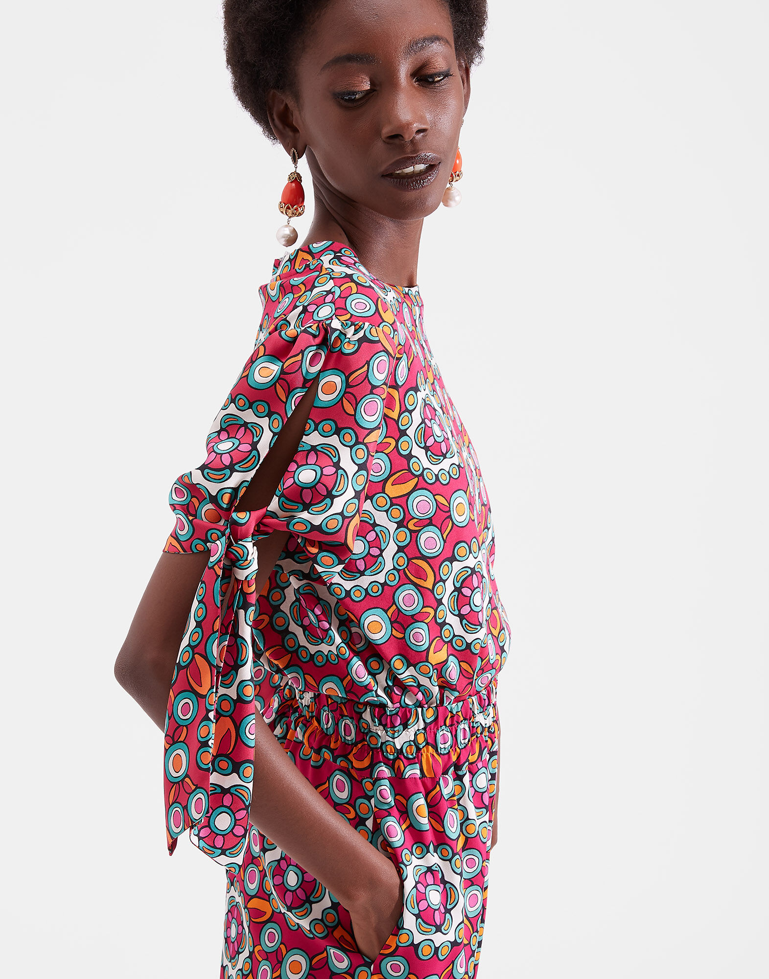 LaDoubleJ Tie T-Shirt Kaleidoscope Fuxia TOP0032JER002KAL0004