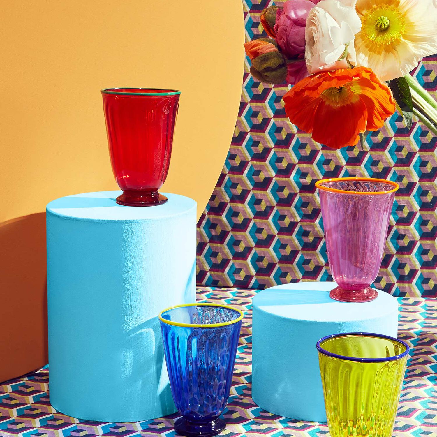 La Doublej X Salviati Set Of Four Glasses In Rainbow