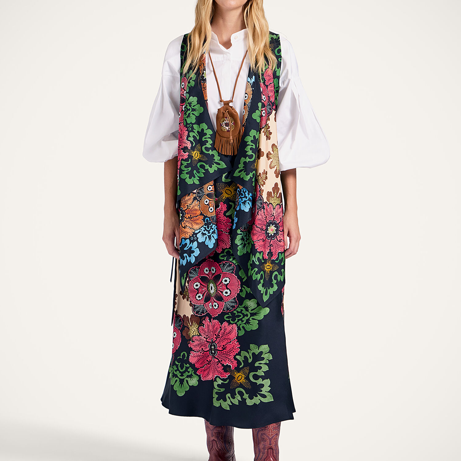 La Doublej Reversible Scarf Gilet In Multi