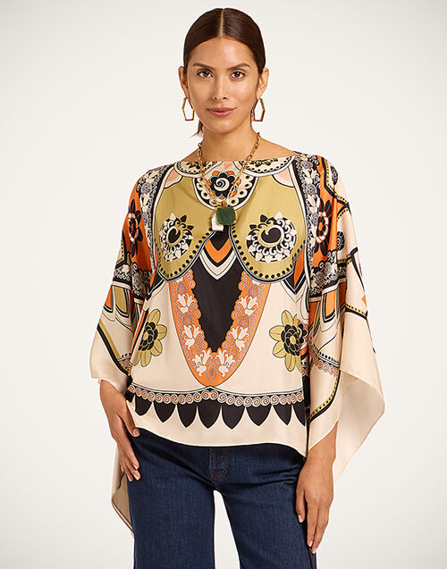 La DoubleJ Foulard Top Plume Plac&eacute;e Ivory TOP0195SIL029PLU03WH04