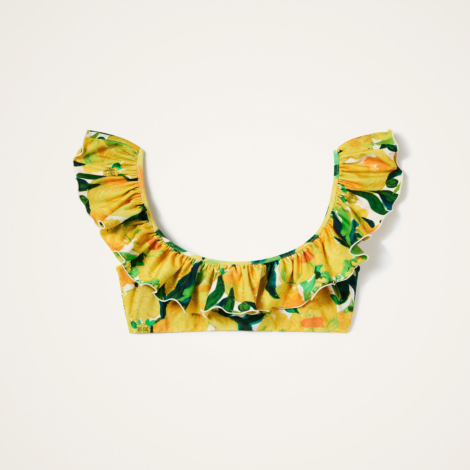 La Doublej Ruffle Bikini Top Zesty Yellow