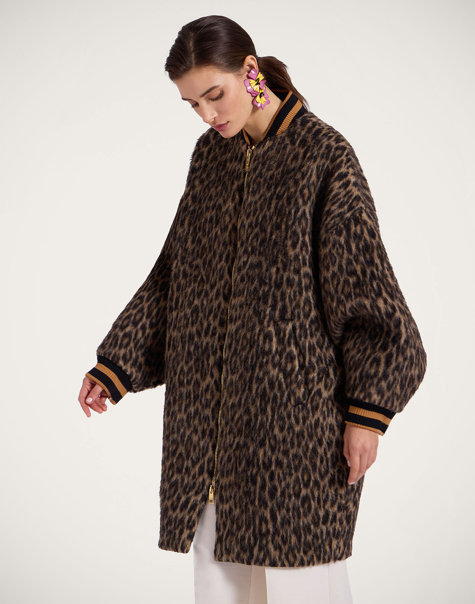 Leather jacket with leopard print lining | The Kooples US
