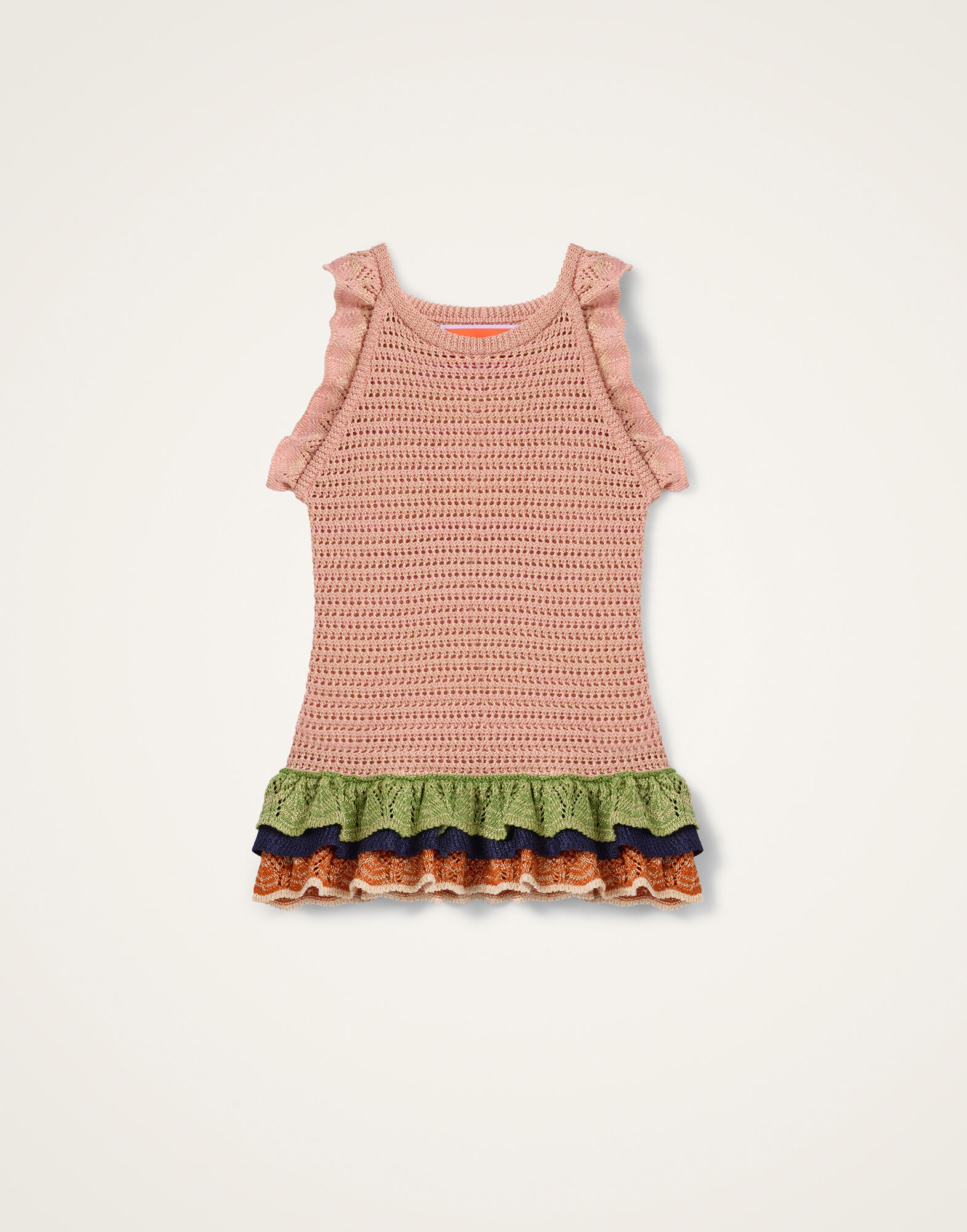 La DoubleJ Eight Counts Crop Top Color Block Pink & Green PUL0368KNI199VA471PI01