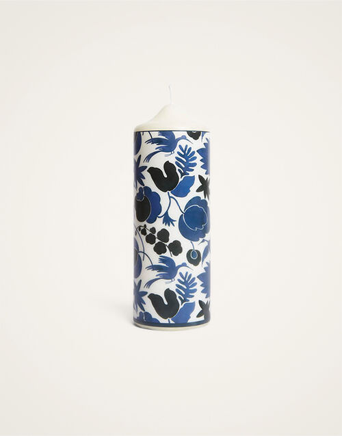 La DoubleJ Printed Pillar Candle Wildbird Blue CAN0011WAX001BIR01BU03