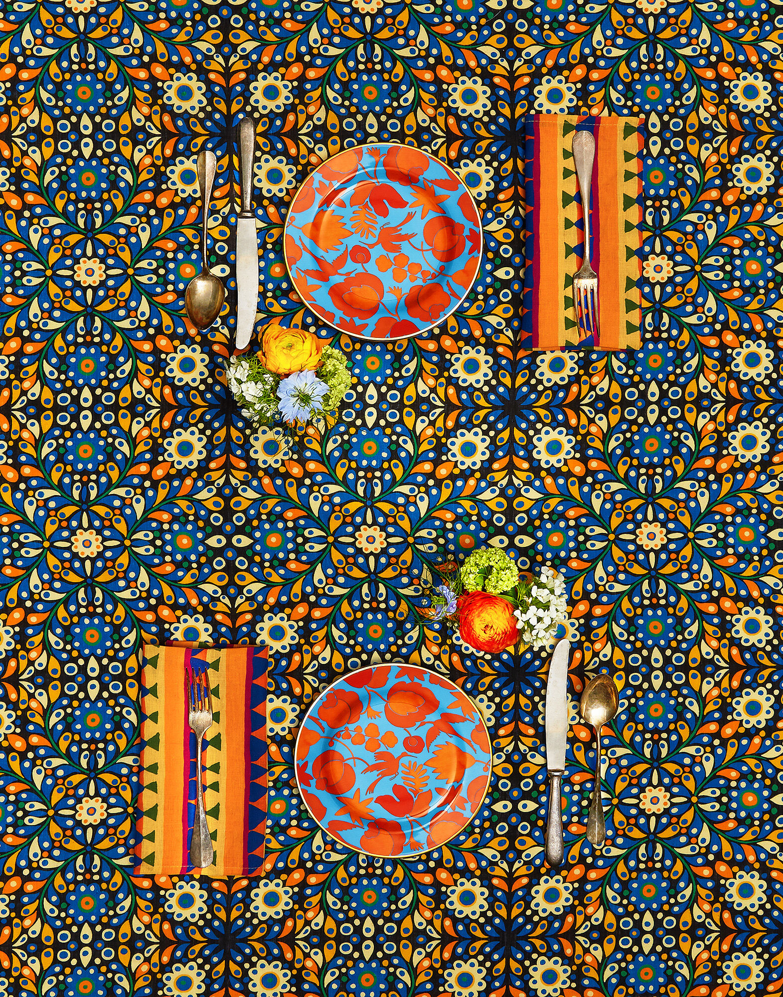 La DoubleJ Large Tablecloth (180x350) Confetti Blu TBC0003LIN001CON0002