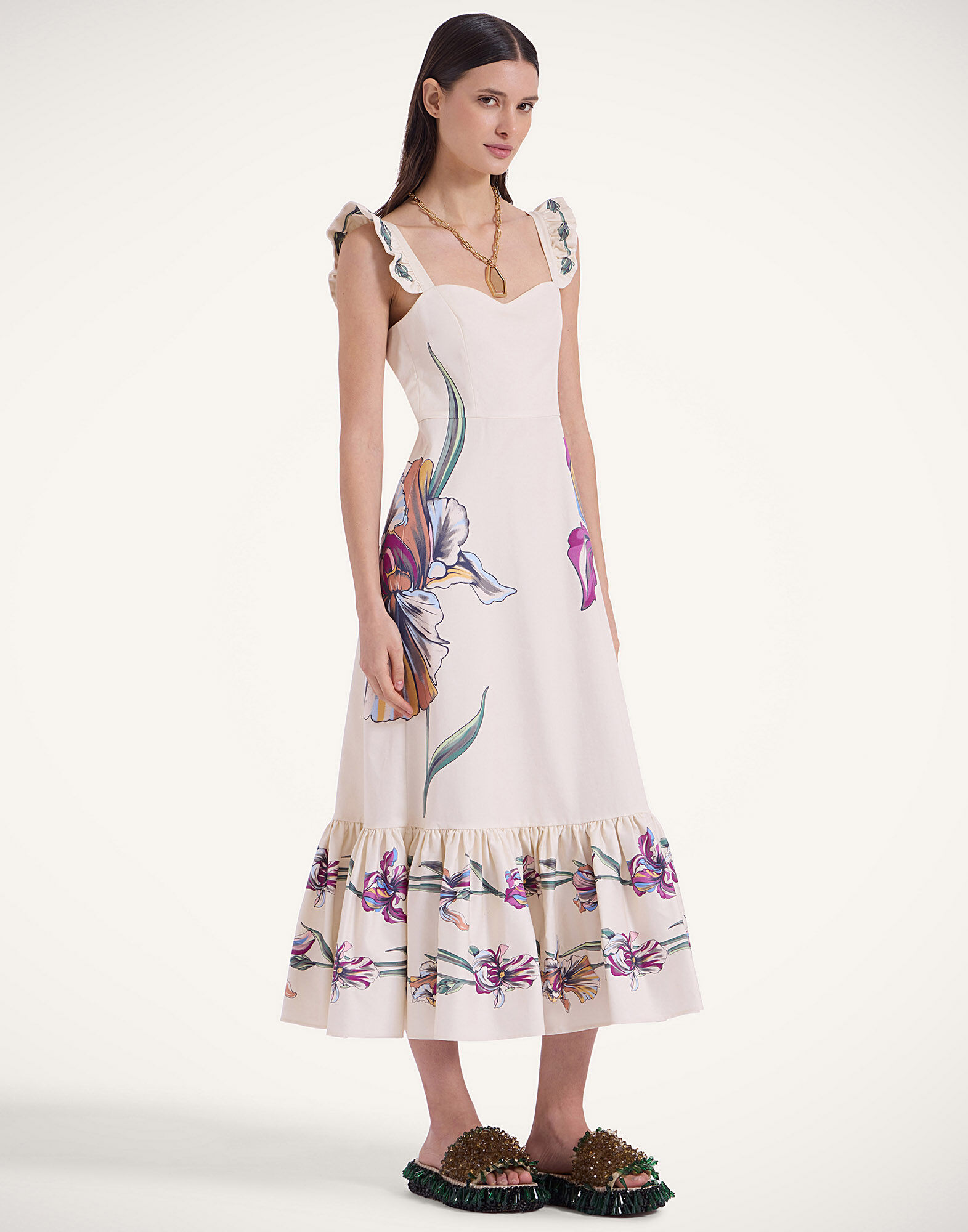 La DoubleJ Gingerbread Dress Iris Plac&eacute;e Ivory DRE0672COT037IRS07WH04