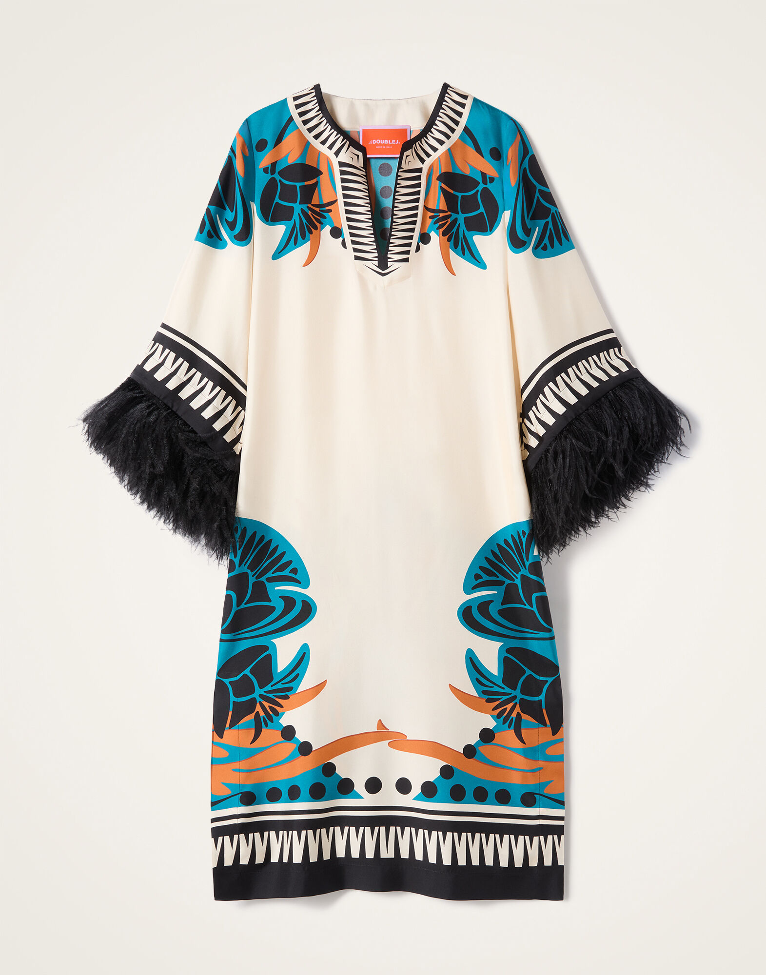 La DoubleJ The Kaftan Florence Plac&eacute;e Ivory DRE0871SIL006FLO02WH04