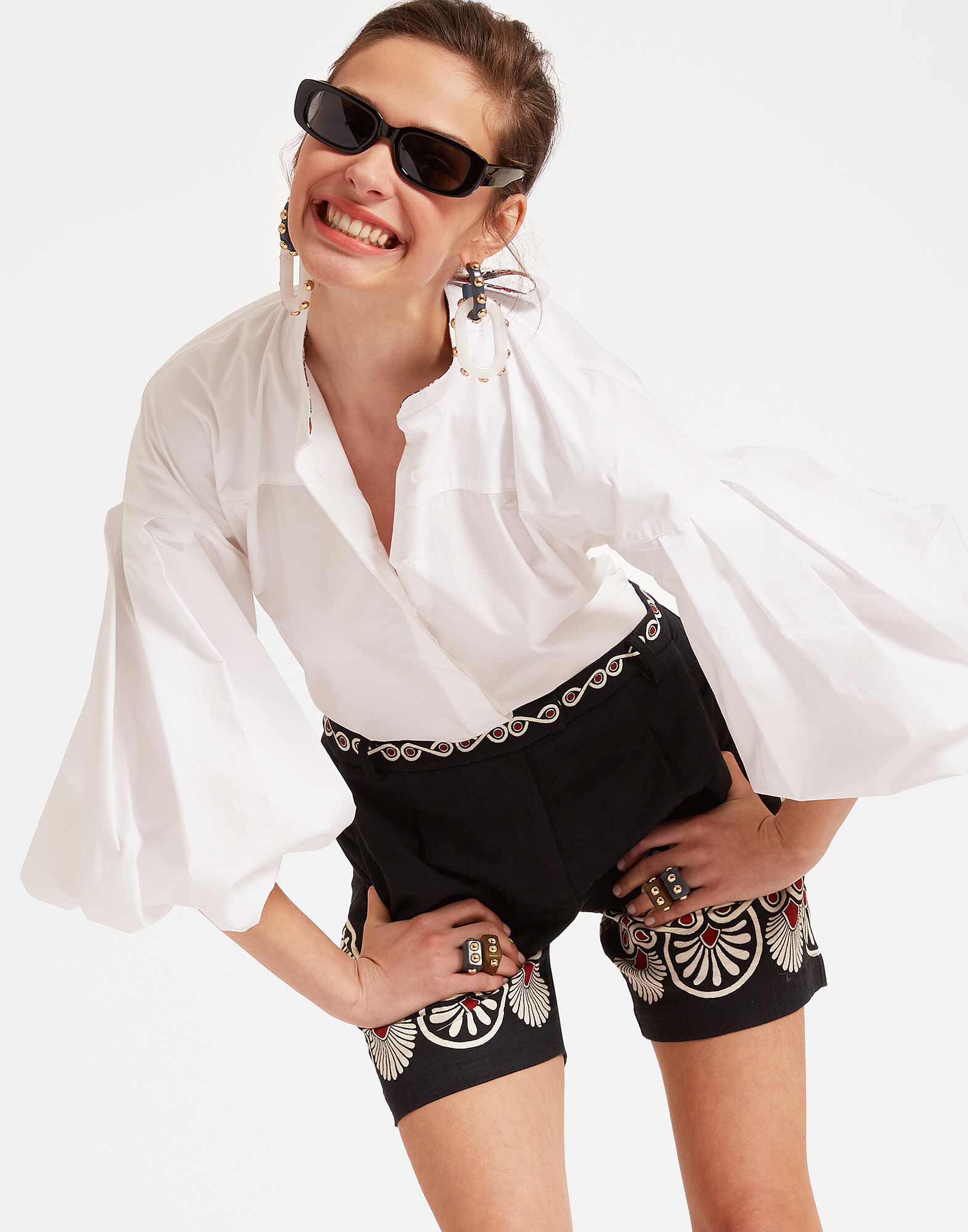 La DoubleJ Boyfriend Shorts Medallion Plac&eacute;e Black TRO0131COT058MED01BL01