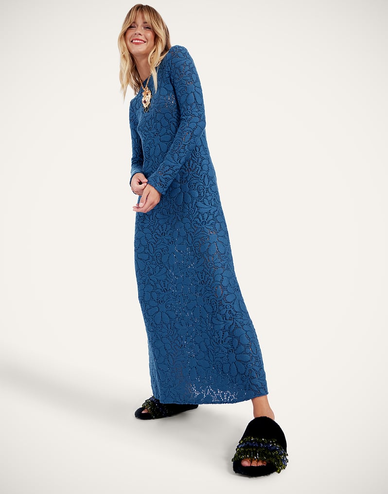 La DoubleJ Lacey Long Sleeve Swing Dress La DoubleJ Lacey Long Sleeve Swing Dress Solid Blue DRE0184LAC003SOLIDBU03