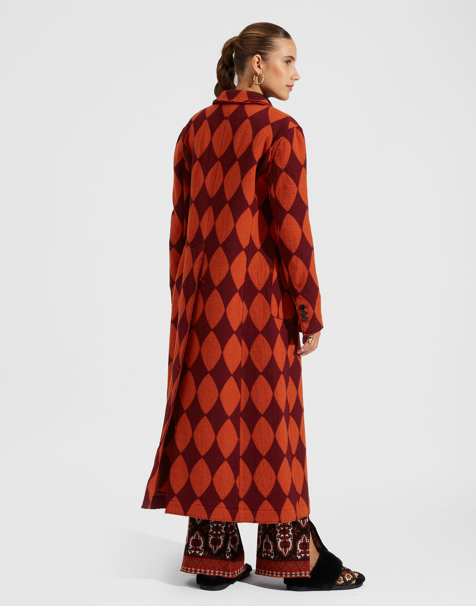 La DoubleJ Duster Coat Arancio/Bordeaux JAC0013WOL010MUL0052