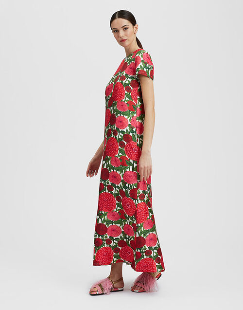 La DoubleJ Swing Dress Pink Dahlias DRE0001SIL001DAH01PI01