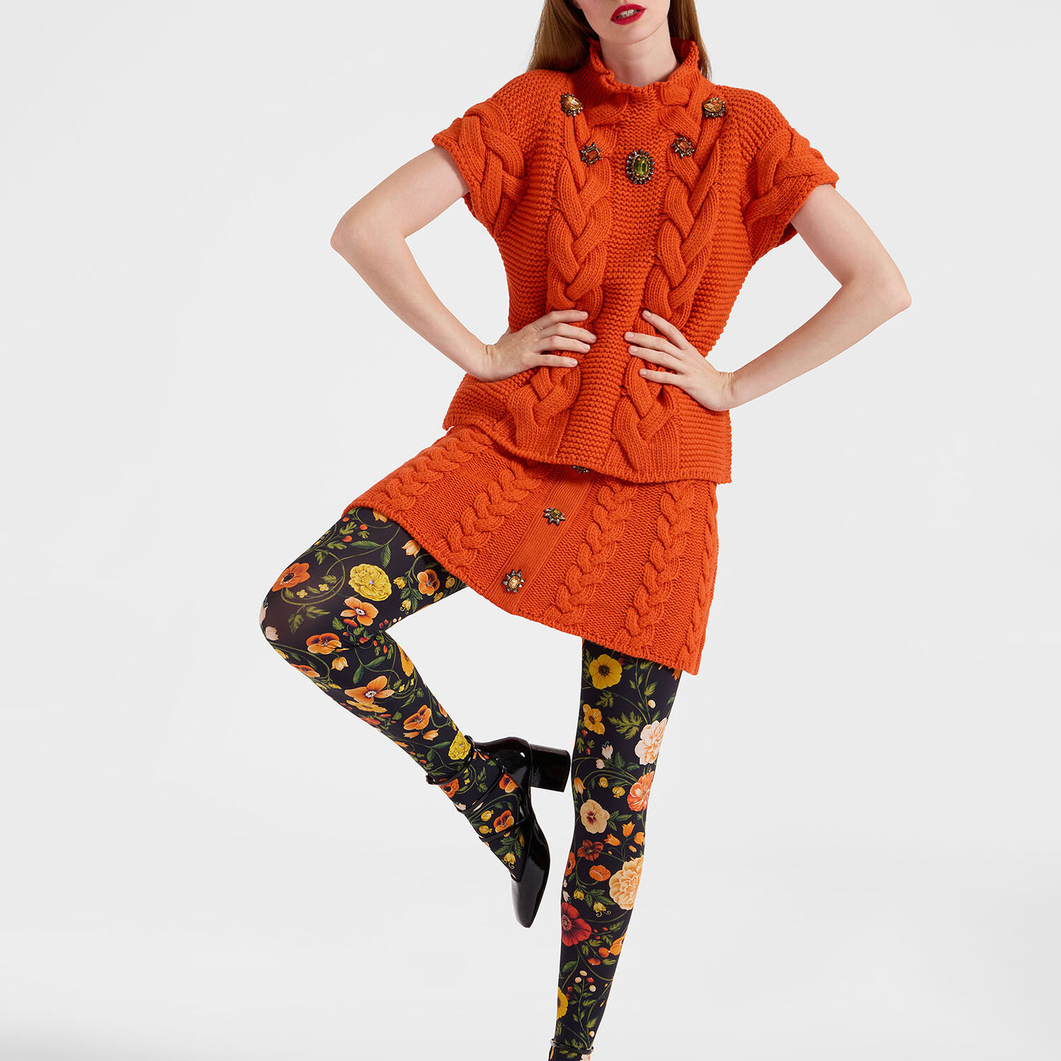 La Doublej Printed Tights In Botticelli Black