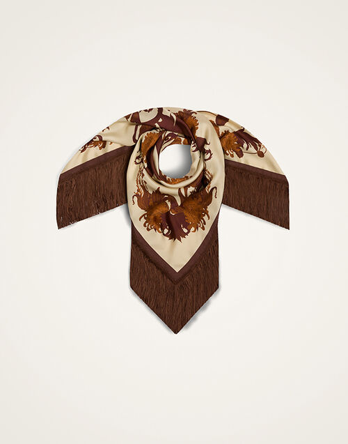 La DoubleJ Reversible Fringe Foulard 90 Coven Plac&eacute;e Buttercream SCA0073SIL006COV05WH09