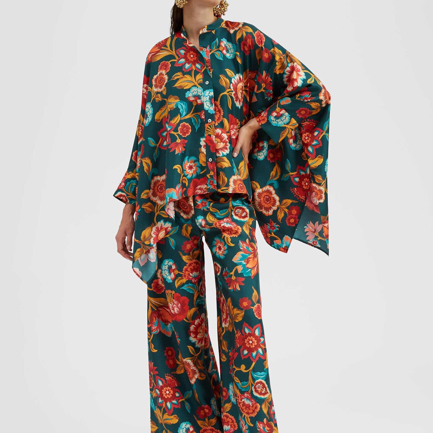 La Doublej Foulard Shirt In Hottie Emerald