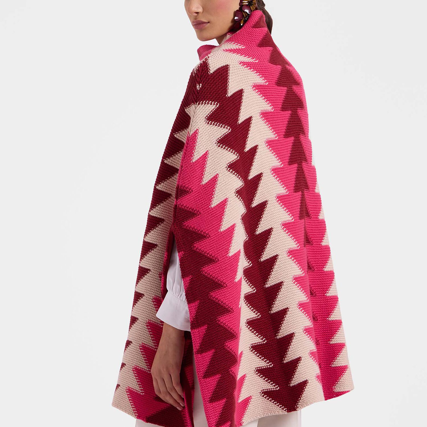 La Doublej Trine Cape Multicolor Bordeaux In Bordeaux