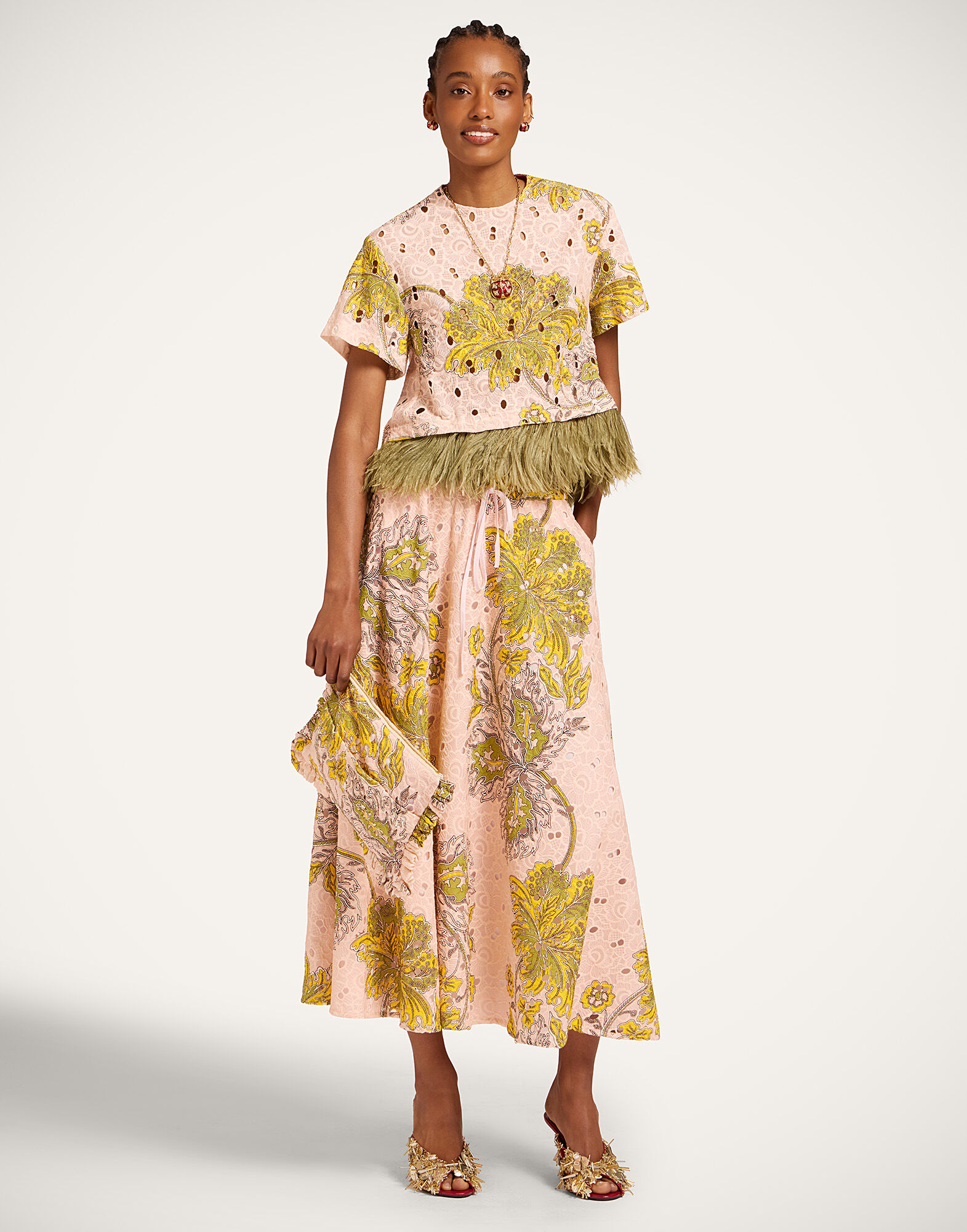 La DoubleJ Drawstring Skirt Swathe Pink SKI0098EMB031SWA01PI01