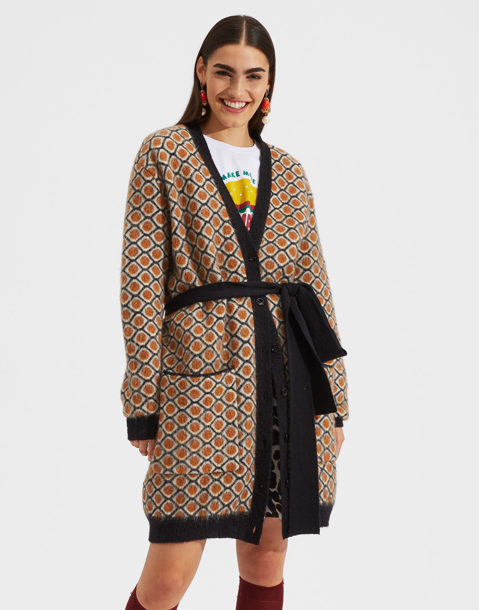 LaDoubleJ Cardigan Coat Pomodorini Ocra PUL0019KNI012POM0005