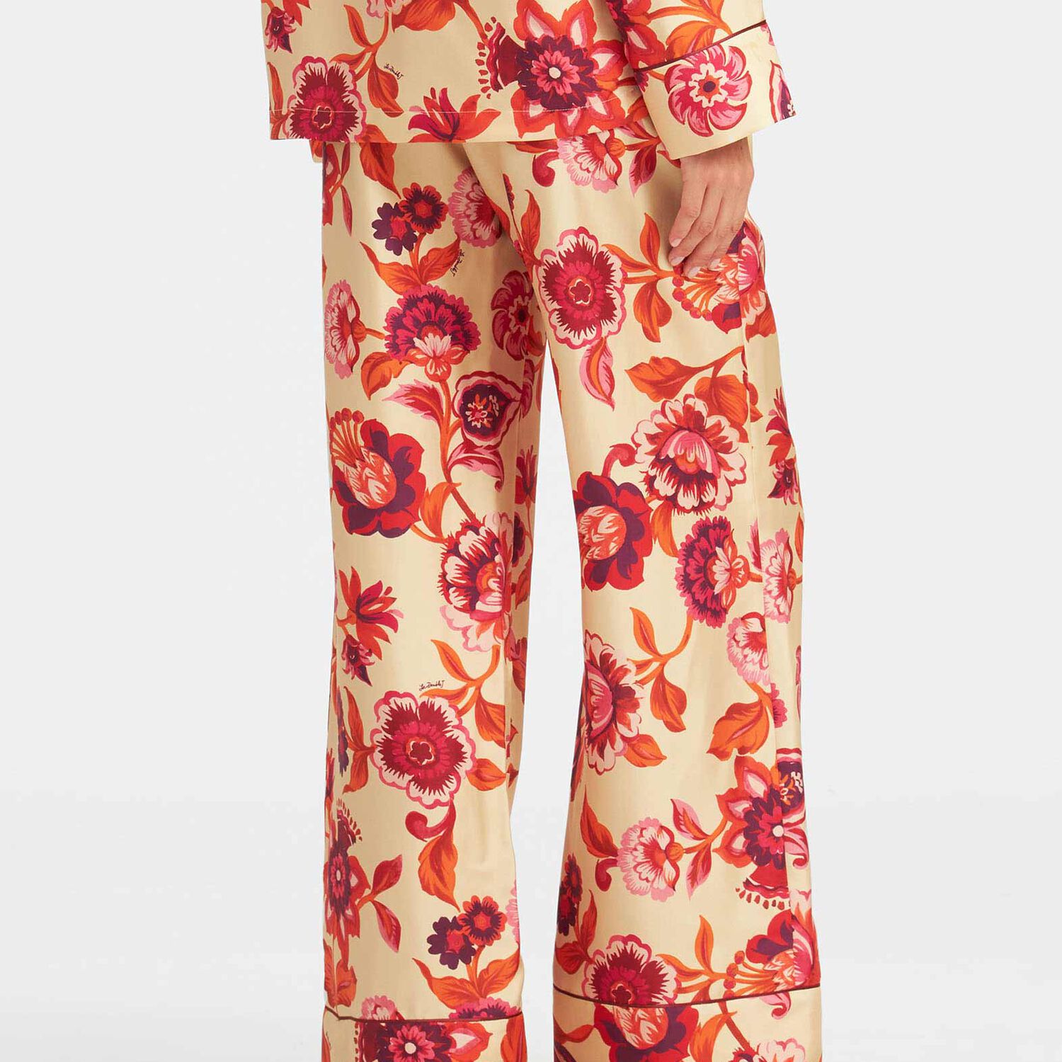 La Doublej Floral-print Pajama Trousers In Hottie Cream