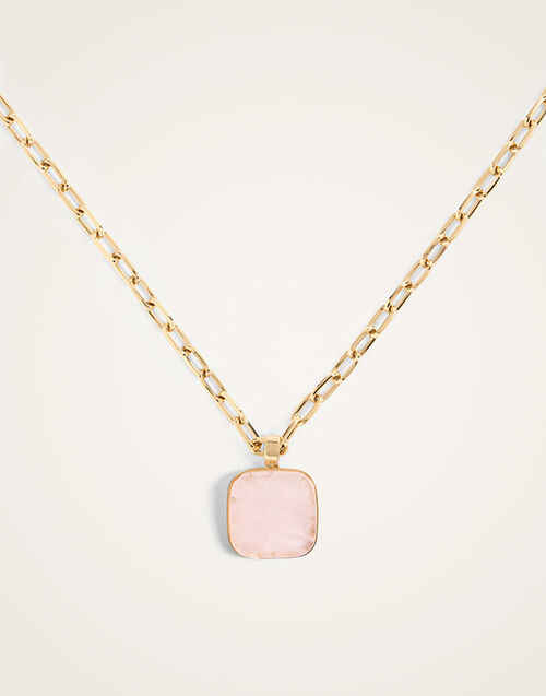 La DoubleJ Soul Pendant Necklace 24k Gold Plate & Pink Quartz NEC0017BRA003STO02YE05