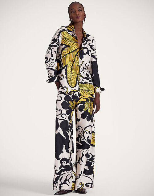 La DoubleJ Palazzo Pants Marea Black & White TRO0003SIL001MRE01BL03