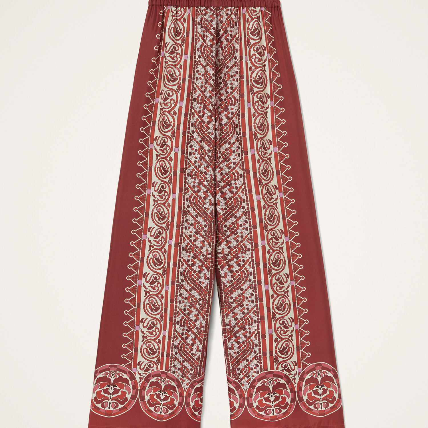 La Doublej Icon Palazzo Printed Silk-twill Wide-leg Pants In Red