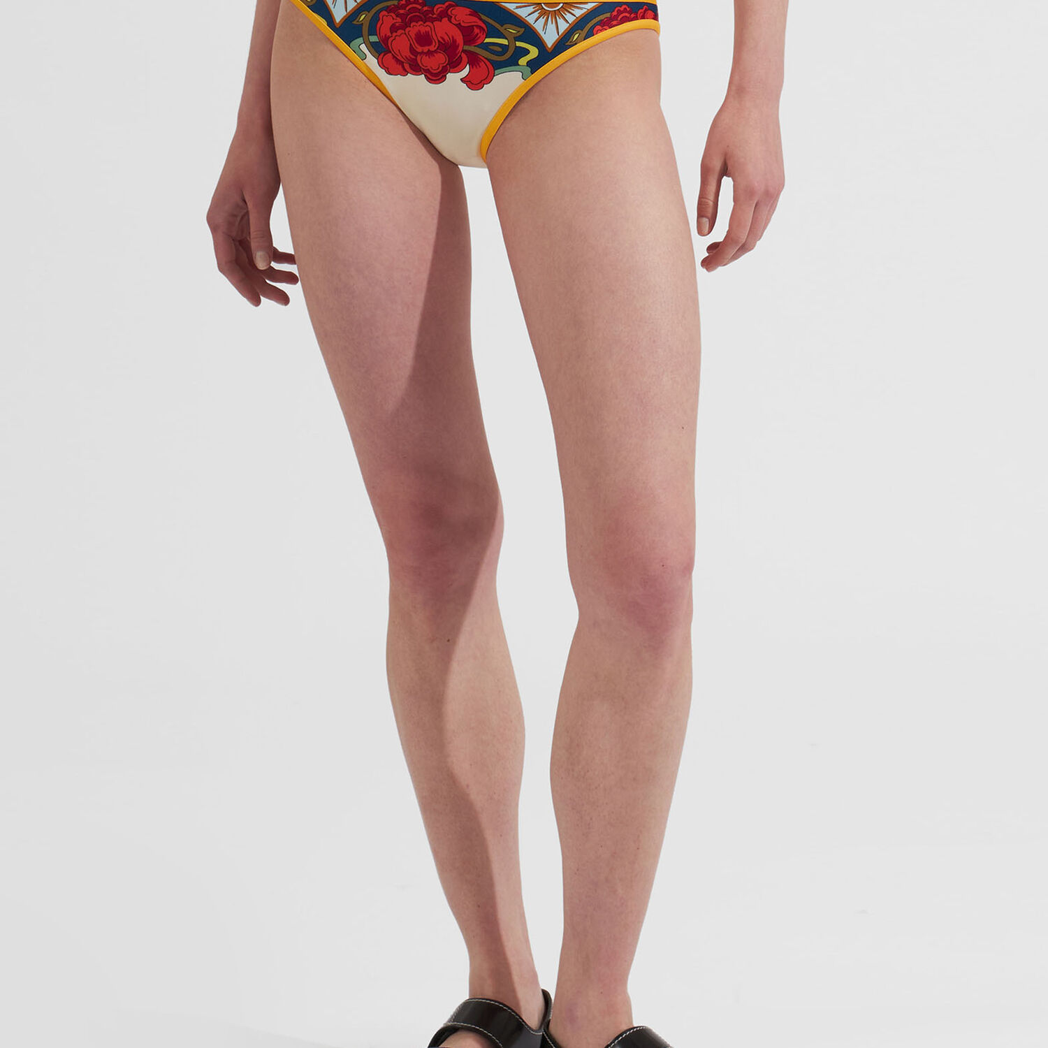 La Doublej Tropical-print Bikini Bottoms In Foulard Liberty Ivory