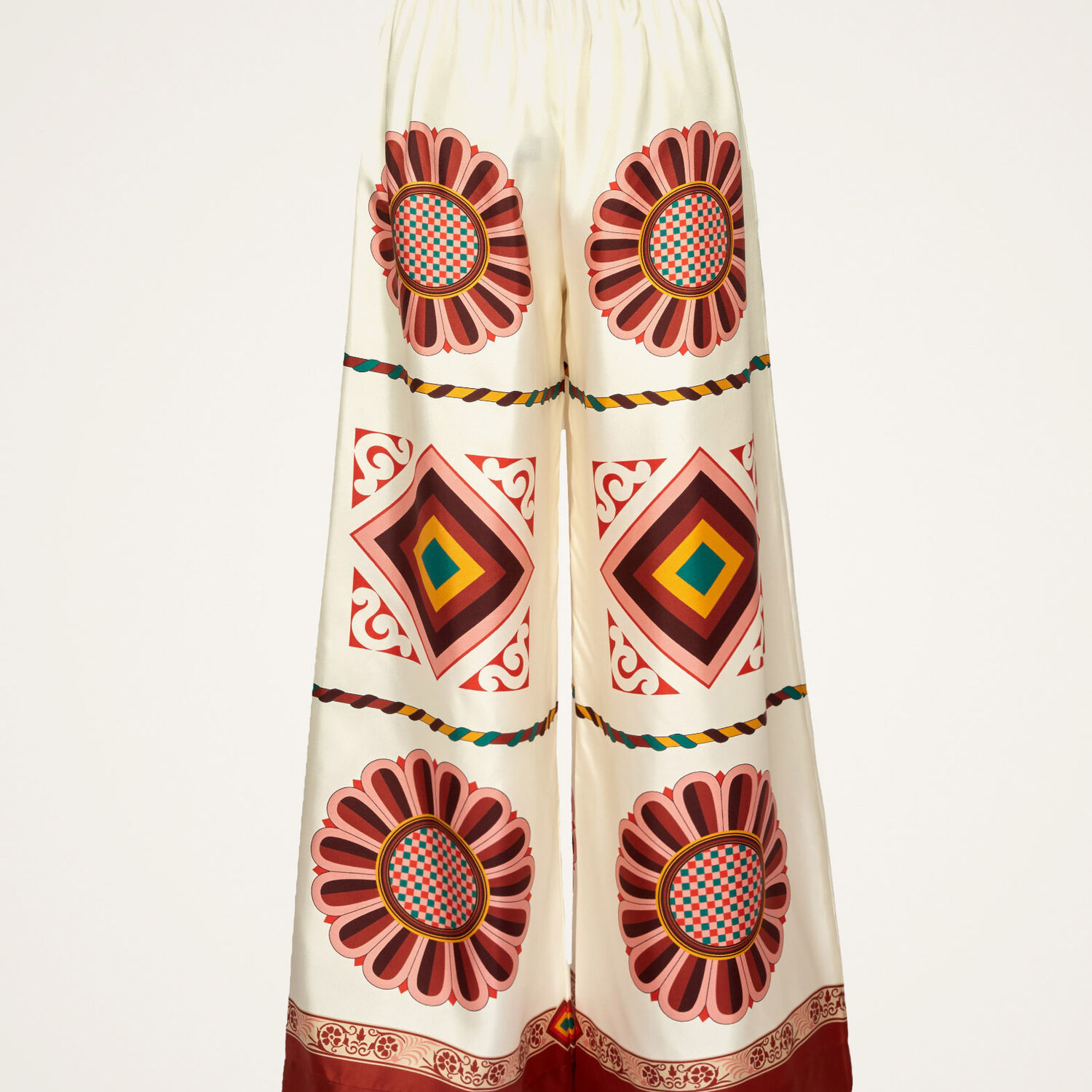 La Doublej Tile-printed High-waist Palazzo Trousers In Macro Tiles Placed