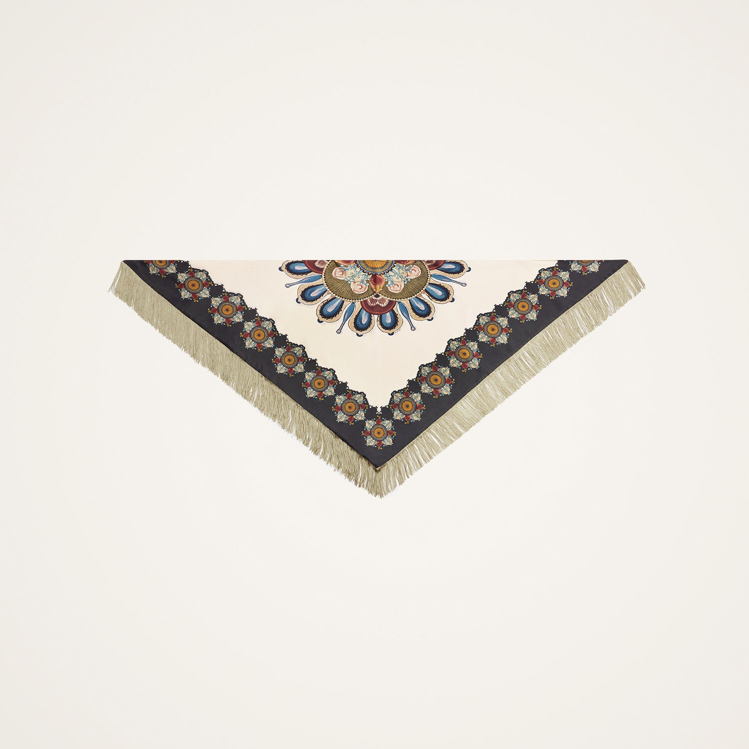 La Doublej Fringe Triangle Scarf In Multi