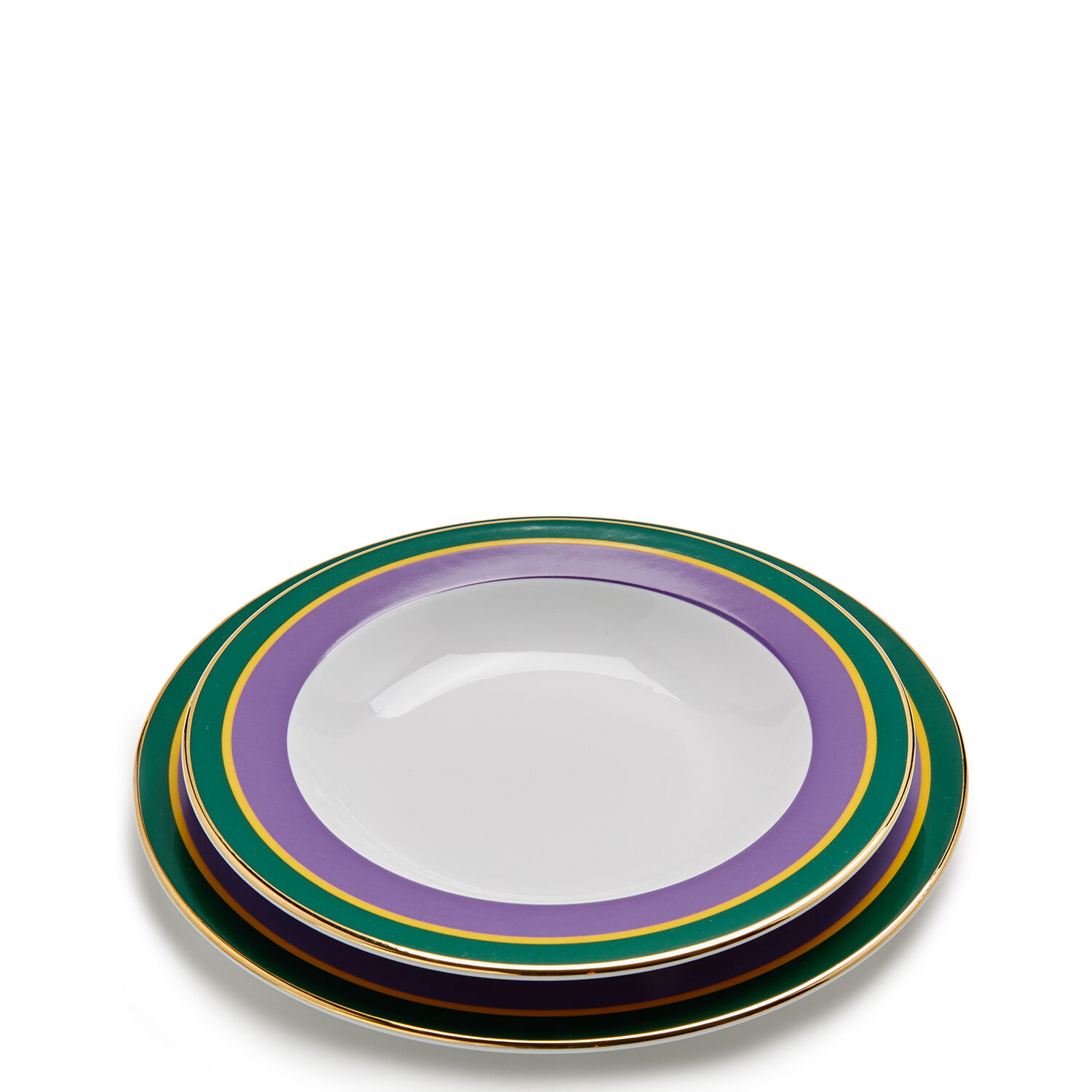 La Doublej Set Of 2 Soup And Dinner Plates In Rainbow Viola
