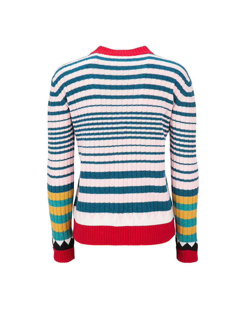 LaDoubleJ Striped Crew Neck in Rosa Mix Rosa Mix PUL0001KNI001RIG0004