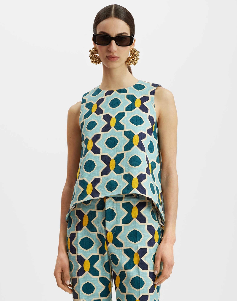 La DoubleJ La Scala Top La DoubleJ La Scala Top Plaza Light Blue TOP0016COT005PLA01BU01