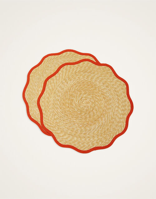La DoubleJ Straw Cloud Placemats Set Of 2 La DoubleJ Straw Cloud Placemats Set Of 2 Solid Orange PMT0031STR001SOLIDOR02