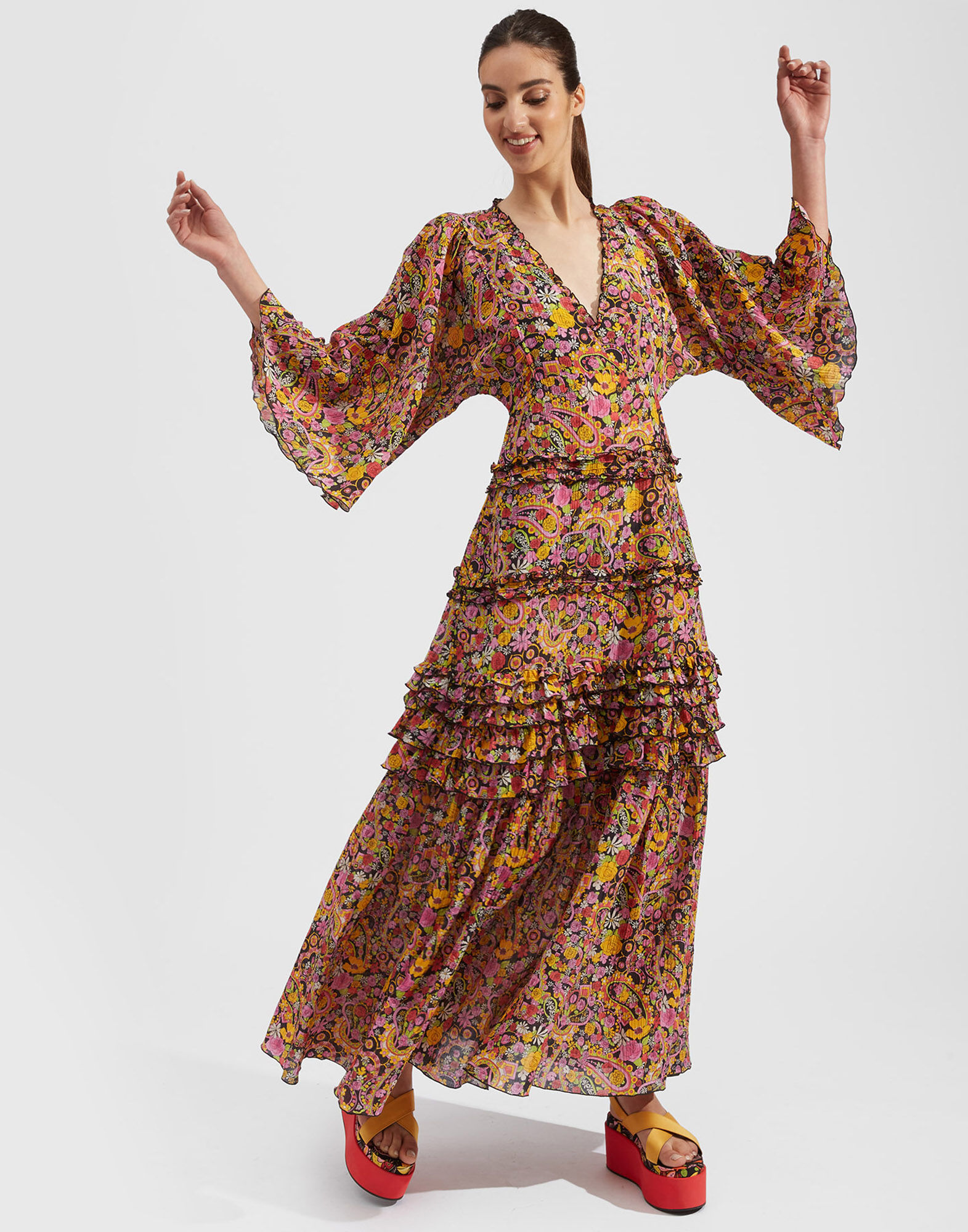 La DoubleJ Jeanne Dress Tripping Nero DRE0376CRE006TRG0002