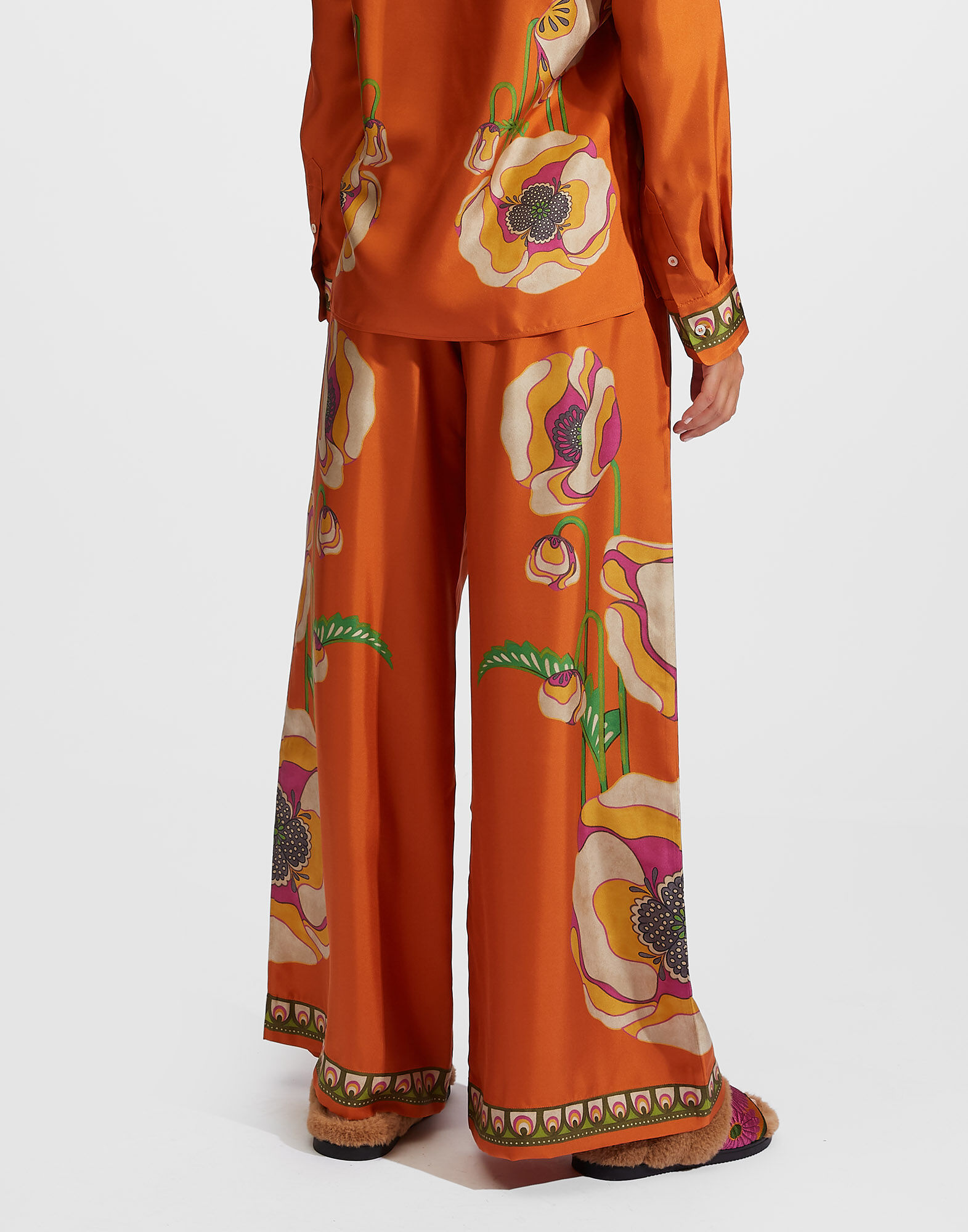 La DoubleJ Palazzo Pants Poppies Orange Plac&eacute;e TRO0026SIL006PPP0005